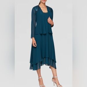 SLNY Embellished Chiffon Jacket Dress